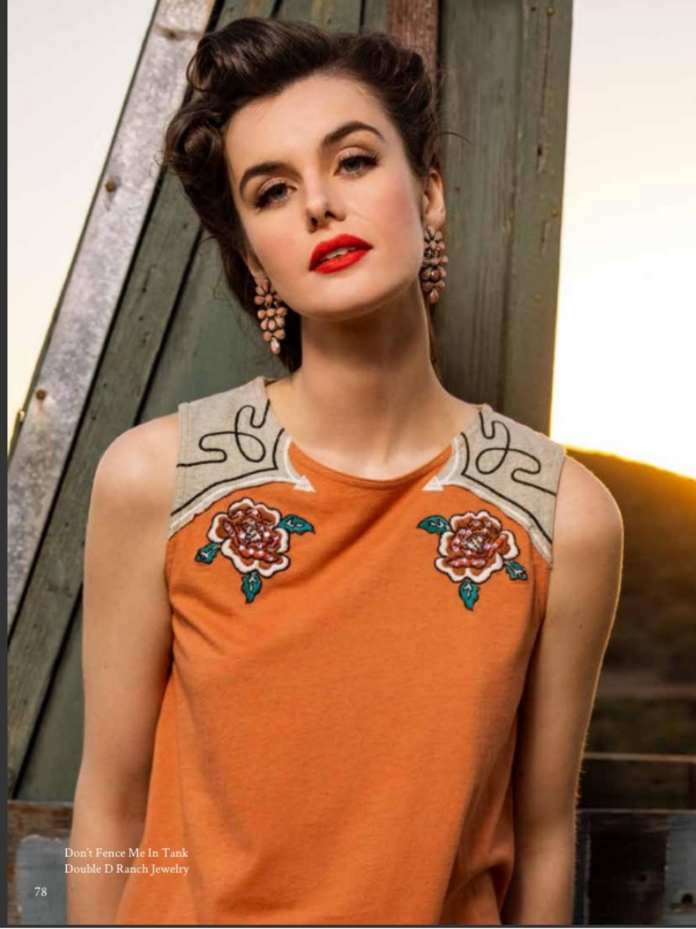Double D Ranch “Dont fence me in” tank top crystal embroidery cactus rose